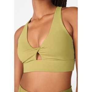Fabletics Oasis Twist Front Sports Bra Sage Green Crisscross Back Medium
